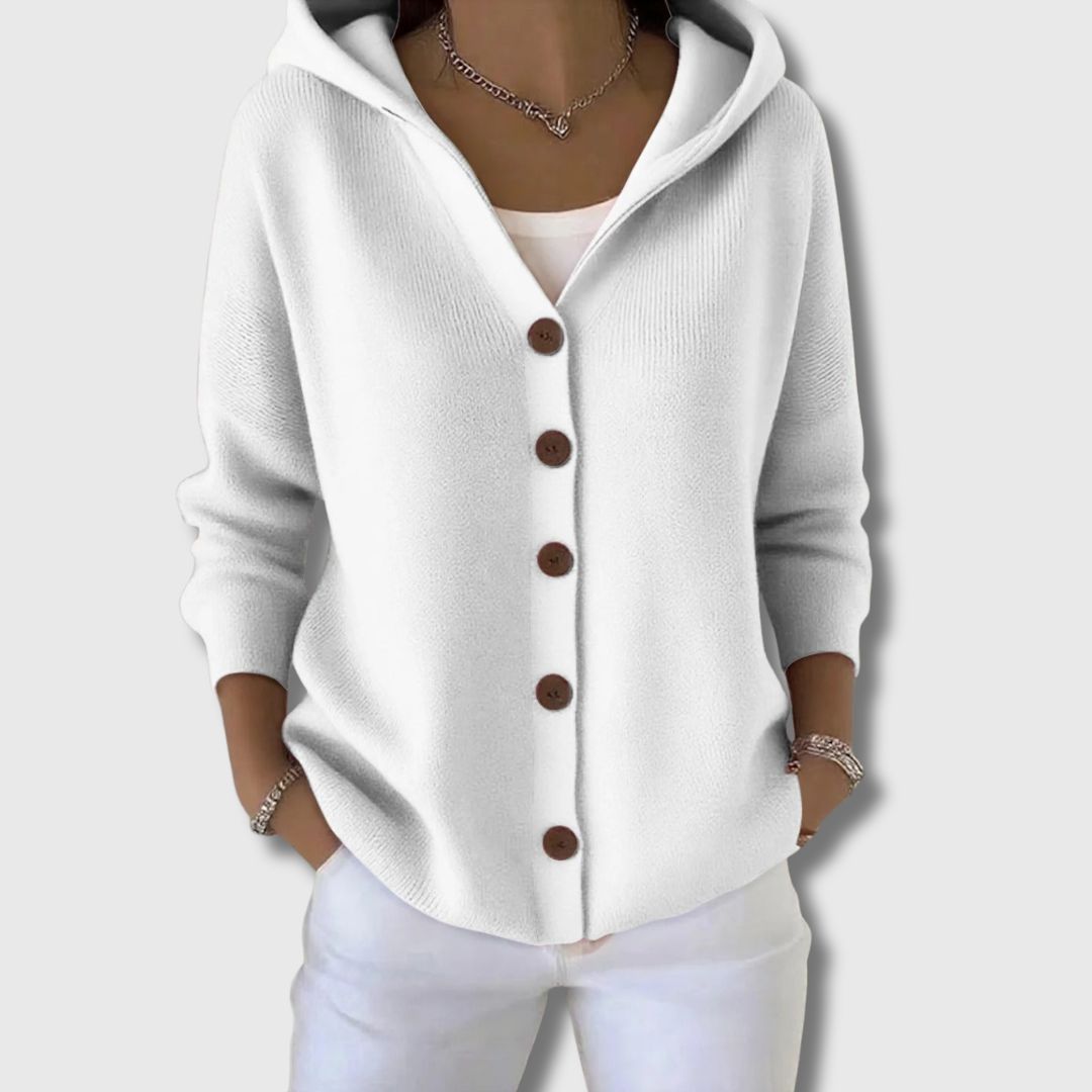 FLEUR | WEICHER BAUMWOLL-CARDIGAN MIT KAPUZE