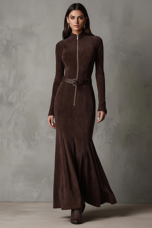 NOREVA - STILVOLLES TAILLIERTES KLEID IM WILDLEDER-LOOK