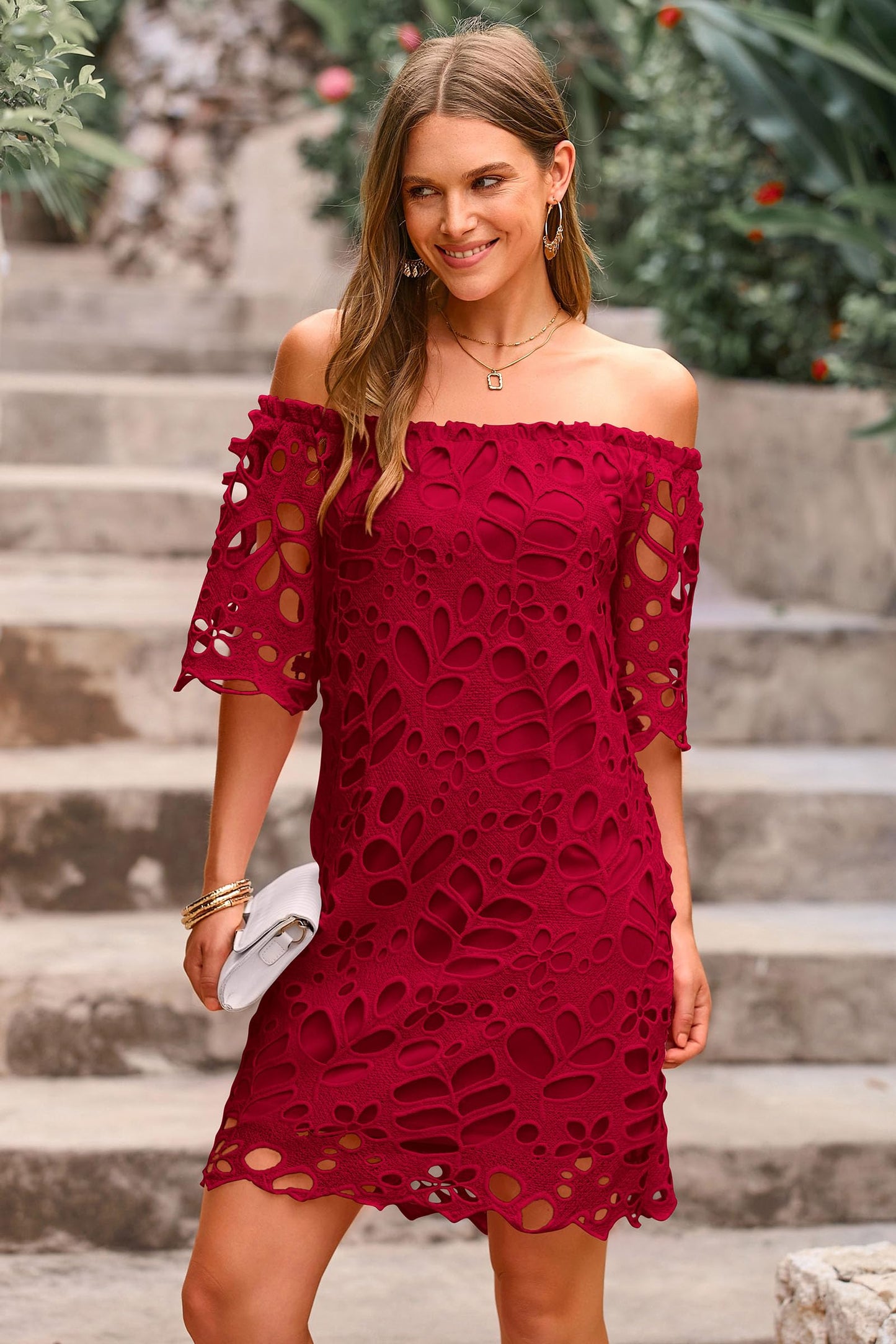 LORENA - OFF-SHOULDER SOMMERKLEID AUS SPITZE ROMANTISCH & ELEGANT