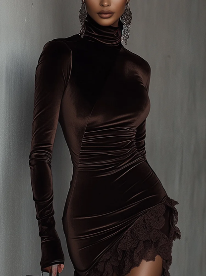 ALINA | ROLLKRAGEN-MINIKLEID MIT SPITZENSAUM