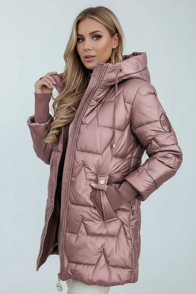 ALINA | LANGE, WARME STEPPJACKE MIT GROSSZÜGIGER KAPUZE