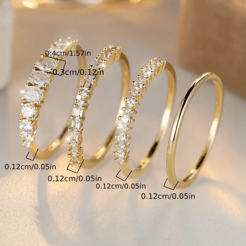 14k Goldene Zirkonia Stapelringe