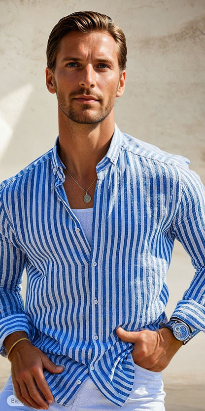 Harry™ - Elegantes gestreiftes Leinenhemd für Männer