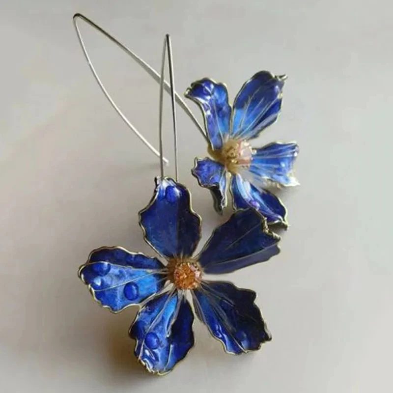 Bliss - Vintage Blaue Blumen Ohrringe