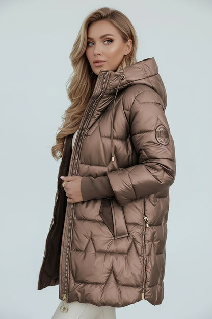 ALINA | LANGE, WARME STEPPJACKE MIT GROSSZÜGIGER KAPUZE