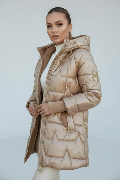 ALINA | LANGE, WARME STEPPJACKE MIT GROSSZÜGIGER KAPUZE