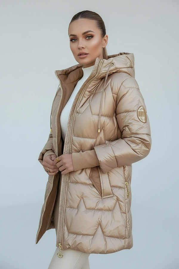 ALINA | LANGE, WARME STEPPJACKE MIT GROSSZÜGIGER KAPUZE