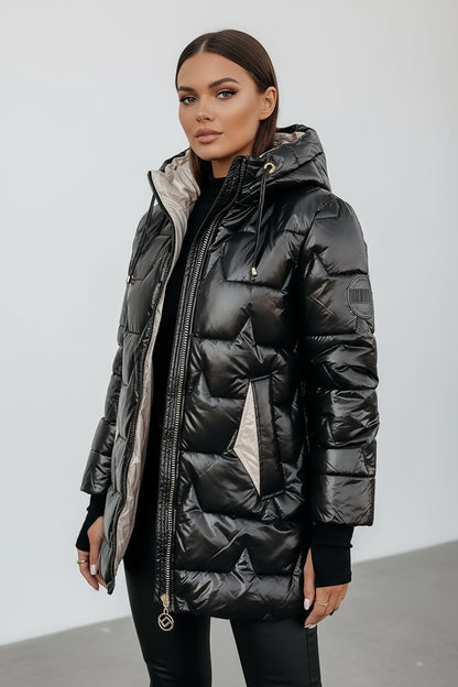 ALINA | LANGE, WARME STEPPJACKE MIT GROSSZÜGIGER KAPUZE