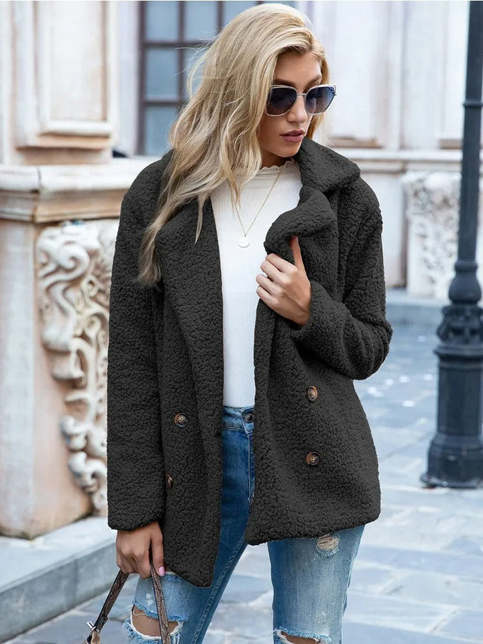 AMBRA | LAMM FELL KRAGEN TEDDY MANTEL