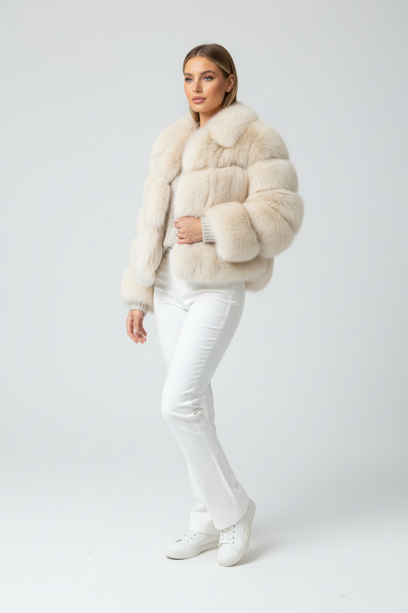 SIBERIAN | VEGANE CROPPED FELLJACKE MIT KAPUZE