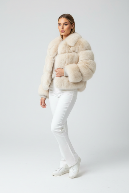 SIBERIAN | VEGANE CROPPED FELLJACKE MIT KAPUZE