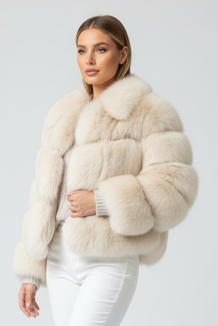 SIBERIAN | VEGANE CROPPED FELLJACKE MIT KAPUZE