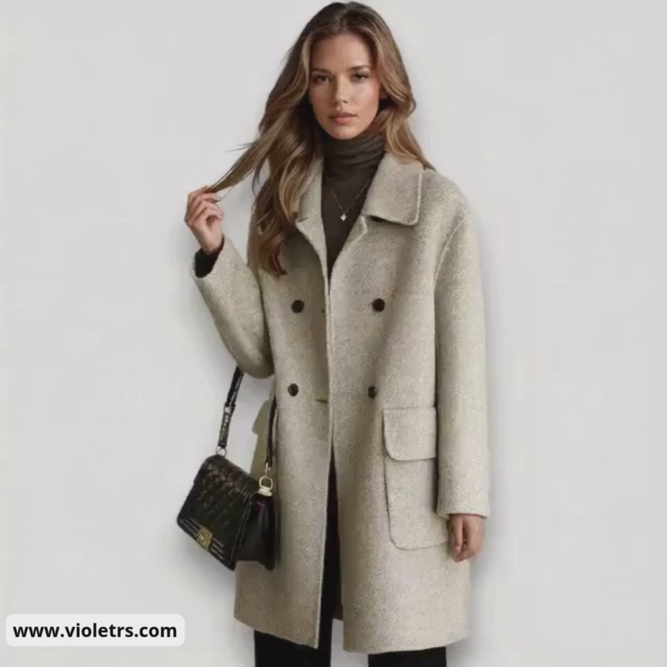 CELISSE | KLASSISCHER WOLLMANTEL MIT DOPPELREIHE