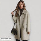 CELISSE | KLASSISCHER WOLLMANTEL MIT DOPPELREIHE