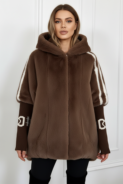 ARLENE | LUXURIÖSER PELZ-LOOK FREIZEITMANTEL MIT KAPUZE